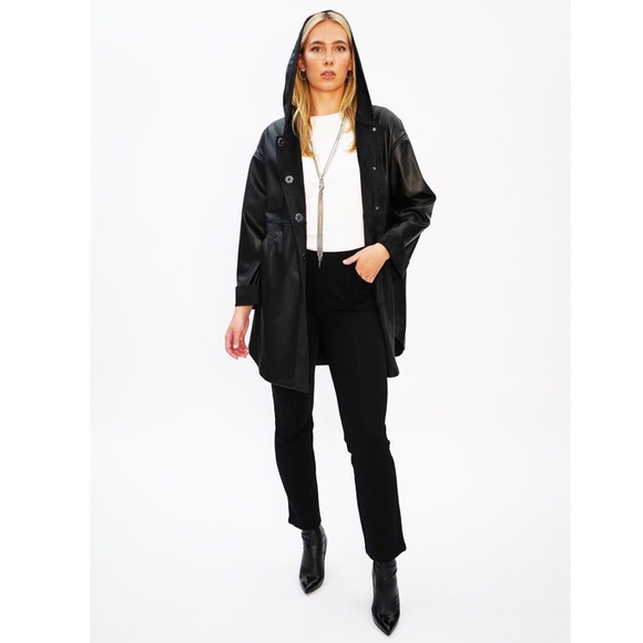 NWT DUETTE NYC Vegan Leather Snap Front Hooded Jacket - "The Dominic" - Picture 5 of 10